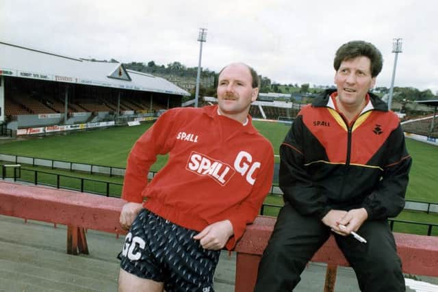 With assistant manager Gerry Collins at Firhill in October 1992. Picture: Paul Reid