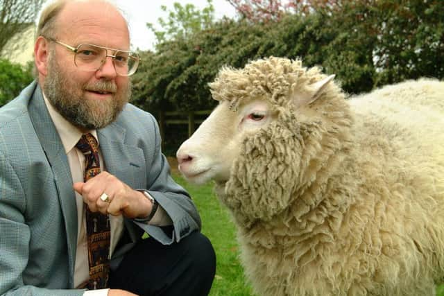 Professor Sir Ian Wilmut and Dolly. Photo: Roslin Institute