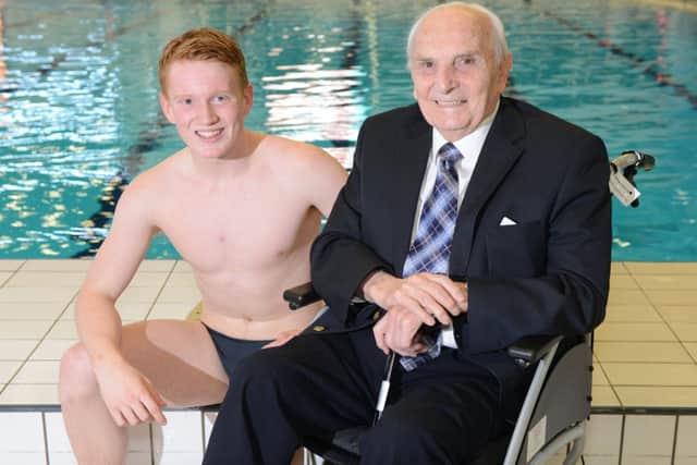 James Heatly with his late grandfather, Sir Peter Heatly, who won five Commonwealth medals, including three gold, in the 1950s