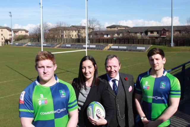 Melissa Singh pictured with club President Stevie Douglas and