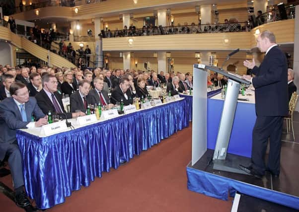 Vladimir Putin assumed the role of speaking truth to Western power in his 2007 Munich speech. Picture: AFP/Getty