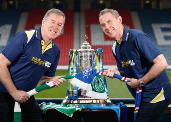 Pat Bonner and David Weir at Hampden to preview Sunday's Scottish Cup semi-final between Rangers and Celtic