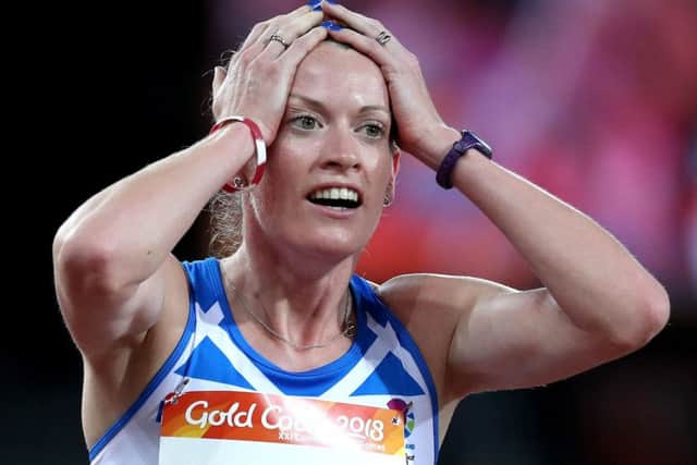 Scotland's Eilidh Doyle reacts after winning silver in the 400m hurdles PICTURE: PA
