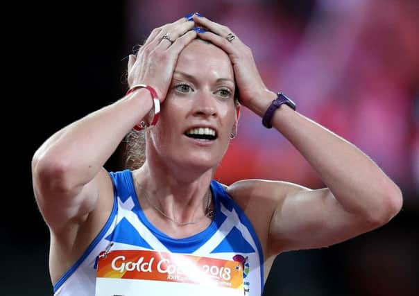 Scotland's Eilidh Doyle reacts after winning silver in the 400m hurdles PICTURE: PA