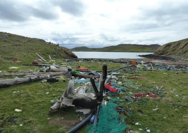 Some of the litter Neil Fraser spotted on his 1,000-mile hike around the Shetland coastline. Picture: Cascade