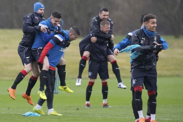 Rangers' first-team stars train ahead of Sunday's encounter with Celtic. Picture: SNS