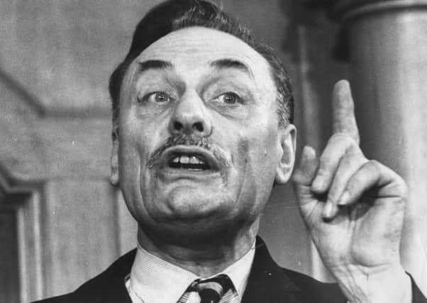 Enoch Powell speaking in 1974 at a rally in Birmingham for the anti-Common Market group Get Britain Out. Picture: Welsy/Keystone/Getty