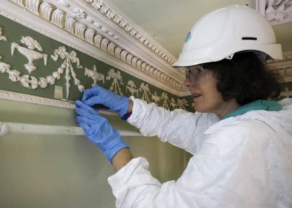 The conservation work, coordinated by Historic Environment Scotland, began in October after routine monitoring revealed urgent ceiling repairs were required to the category A listed Georgian building