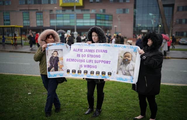 Protestors supporting Alfie Evans  (Photo by Christopher Furlong/Getty Images)
