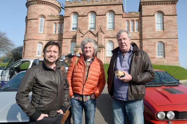 The presenter spent last week filming in Scotland with colleagues Richard Hammond and James May for their Amazon Prime series The Grand Tour. Picture: SWNS