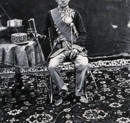 King Rama IV of Siam, later immortalised in the musical The King and I, wearing the uniform of a French field marshall. The portrait of the king was taken outside the Aphinao Niwet Throne Hall within the Grand Palace in Bangkok.