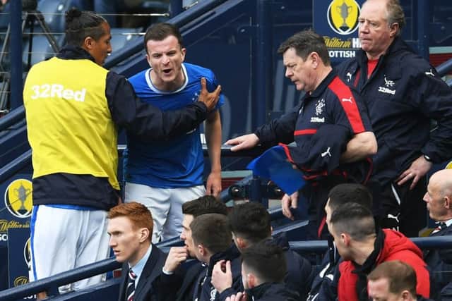 Andy Halliday shows his frustration after being substituted. Picture: SNS