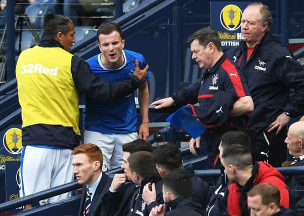 Andy Halliday shows his frustration after being substituted. Picture: SNS