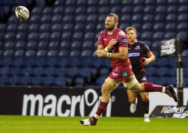 John Barclay in action for Scarlets. He will join Edinburgh after the summer. Picture: Gary Hutchison/SNS/SRU