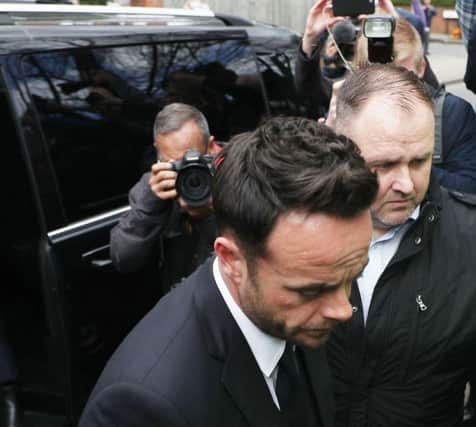 TV presenter Anthony McPartlin (left) arrives at The Court House in Wimbledon, London to face charges of drink driving. Picture:  Steve Parsons/PA Wire