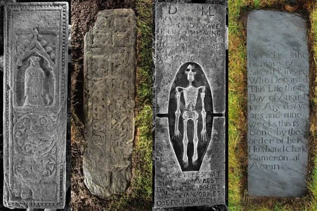 Details from a number of grave slabs found on St Finan's isle which was a burial spot for members of Clan  Donald of Castle Tioram. PIC: Historic Environment Scotland.