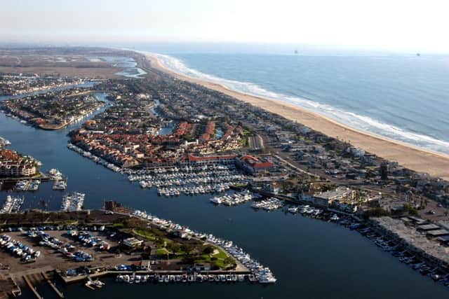 Aerial view over Newport Beach.