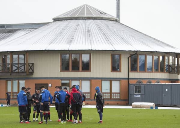 Graeme Murty addresses his players at the Rangers training complex. File picture: SNS Group