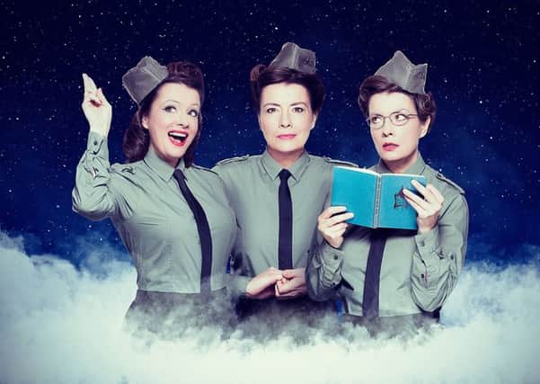 Publicity image for Eddie and the Slumber Sisters, opeining at the Corn Exchange, Haddington, on 2 May and on tour until 3 June