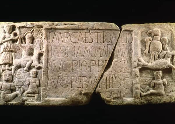 The Summerston distance stone from the Antonine Wall, which was found near Bearsden, was one artefact successfully tested for pigment. PIC: Hunterian Museum/Glasgow University.