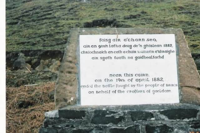 The memorial cairn to the crofters who fought the police sent to evict them. PIC: www.geograph.co.uk