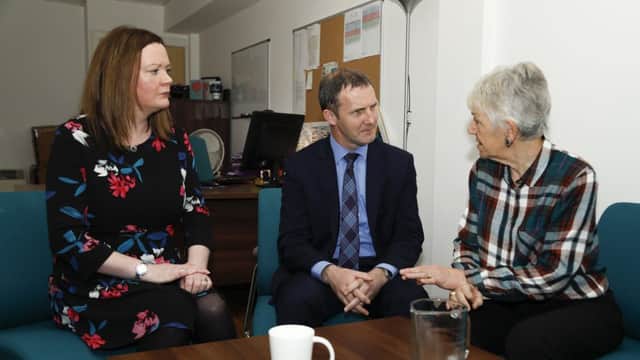 Justice secretary Michael Matheson meets with VSS chief executive Kate Wallace, left, and Bea Jones