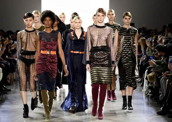 Models walk the runway for Marcel Ostertag during New York Fashion Week. Picture: Getty