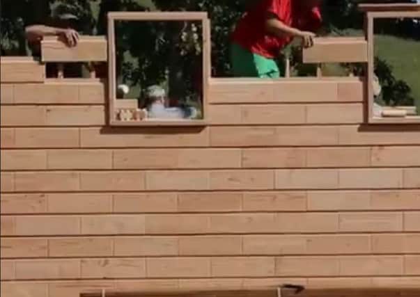 The bricks snap into place like Lego. Picture BrikawoodTV/Youtube