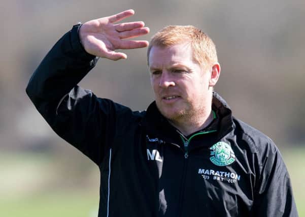 Hibs manager Neil Lennon during training at East Mains. Picture: Ross Parker/SNS
