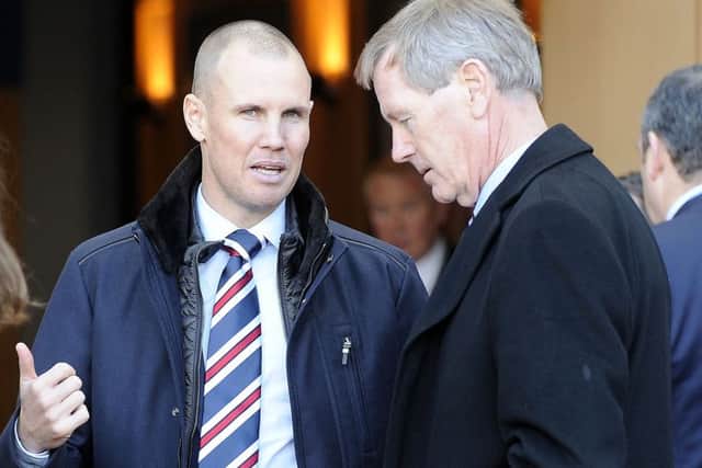 Rangers striker Kenny Miller with chairman Dave King. Picture: Michael Gillen