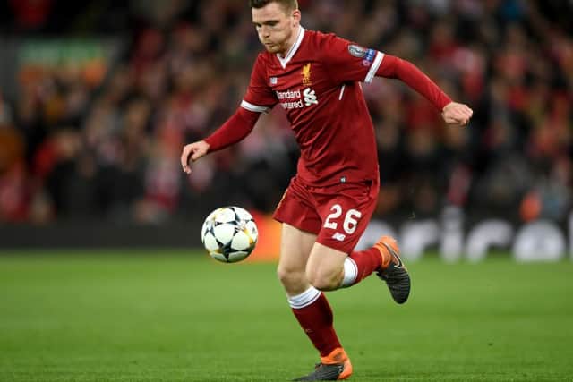 Dundee United fans may be cheering on old boy Andy Robertson when he faces Roma on Tuesday. Photograph: Shaun Botterill/Getty
