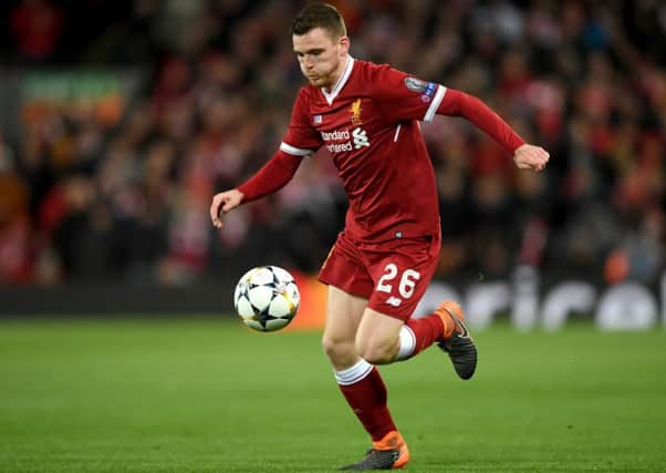 Dundee United fans may be cheering on old boy Andy Robertson when he faces Roma on Tuesday. Photograph: Shaun Botterill/Getty