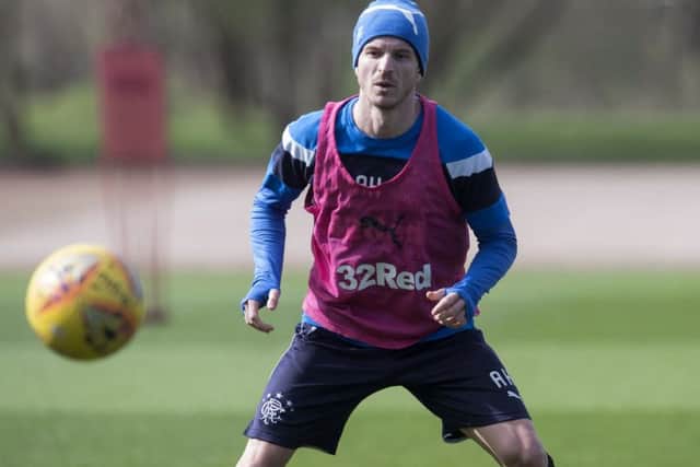 Andy Halliday pictured at the Rangers training centre ahead of the Gers' clash with Hearts on Sunday. Picture: SNS Group