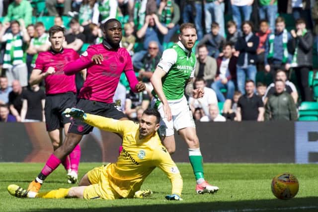 Too little too late: Celtics Odsonne Edouard pulls a consolation goal back.  Photograph: Alan Harvey/SNS