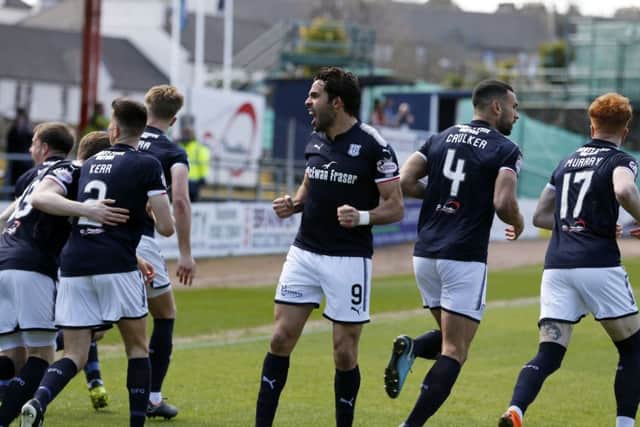 Sofien Moussa celebrates his opening goal. Picture: SNS