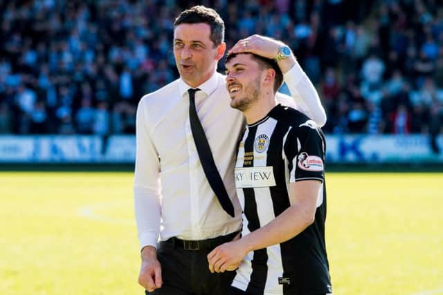 St Mirren manager Jack Ross with Lewis Morgan at full time. Picture: SNS