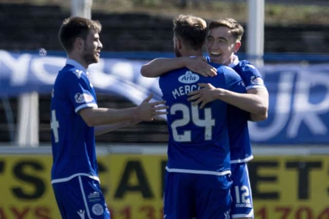 Queen of the South midfielder Joe Thomson celebrates after his goal. Picture: SNS