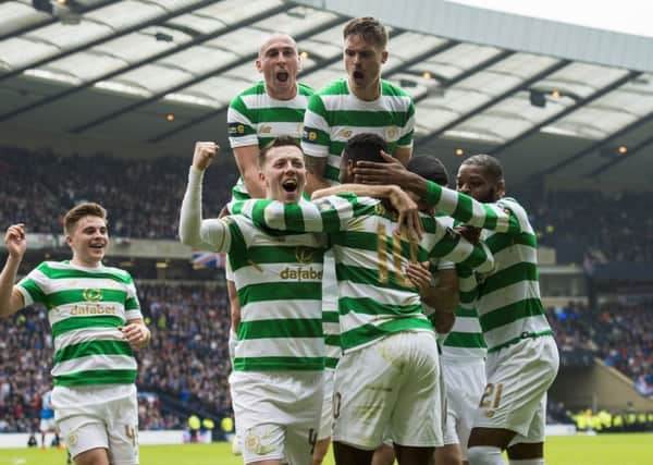 Celtic players celebrating against Rangers. Picture: SNS/Alan Harvey