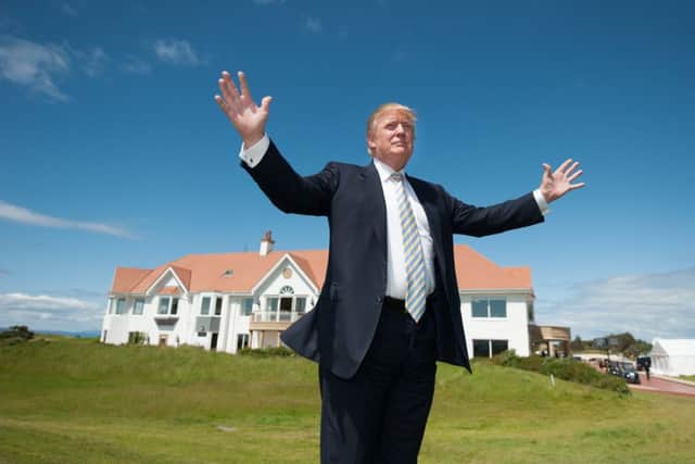 Donald Trump unveiling the multi-million pound refurbishment of the Trump Turnberry clubhouse. Picture: John Devlin