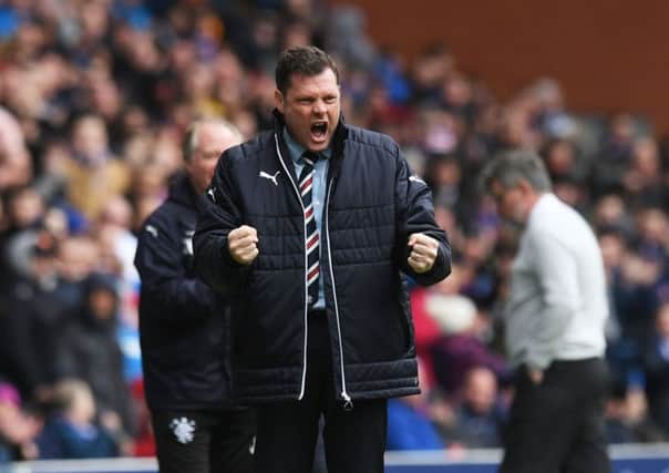 Rangers manager Graeme Murty celebrates on the touchline. Picture: SNS/Craig Williamson