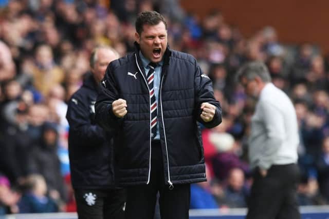 Rangers manager Graeme Murty celebrates on the touchline. Picture: SNS/Craig Williamson