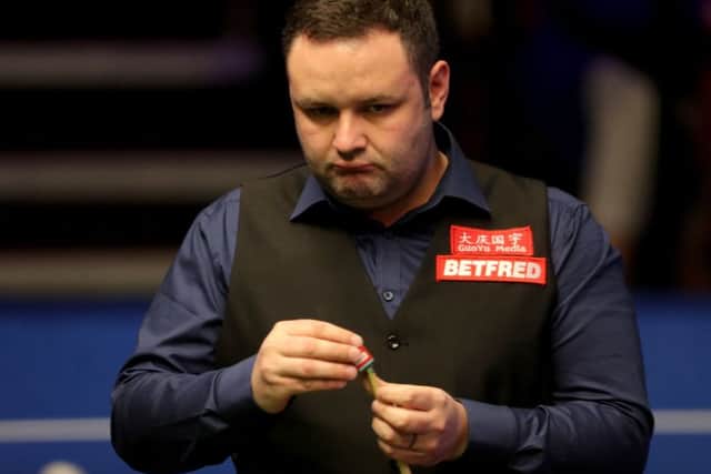 Stephen Maguire led Ronnie OSullivan 4-0 and 6-3 before eventually going down 10-7 to the Englishman in their first-round match. Picture: PA.