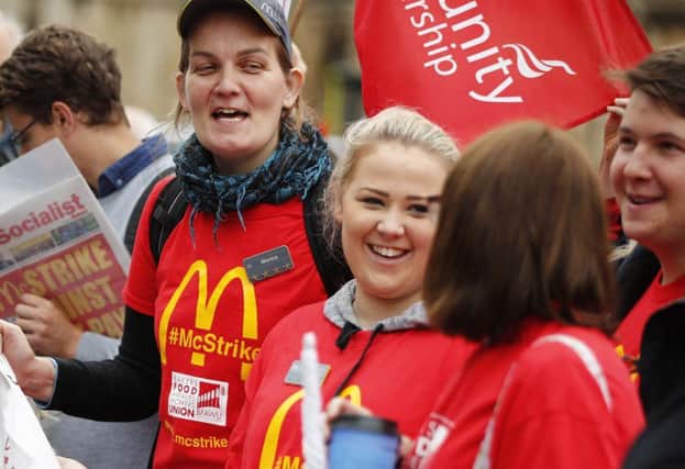 Demonstrators protest over working conditions and the use of zero-hour contracts at burger chain McDonald's. Picture: Getty