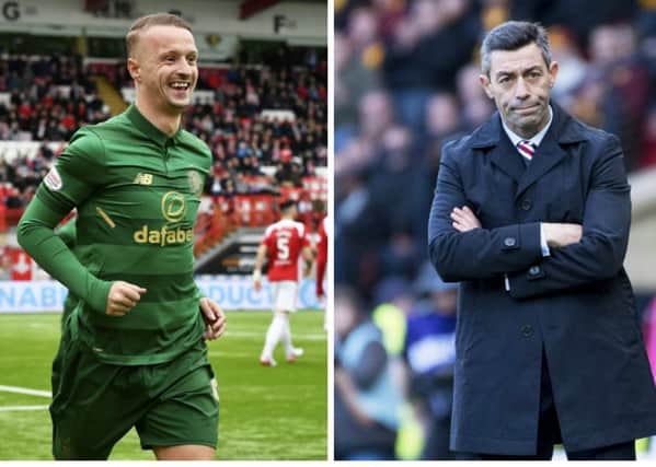 Jape: Griffiths, left, couldn't resist the dig at ousted Rangers boss Pedro Caixinha. Pictures: SNS Group