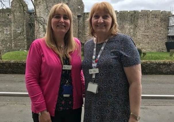 Employer Adviser- Julie Johnston (pink cardi) and Work Coach Team Leader (manager) Moira Hellyer, from Rothesay job centre.