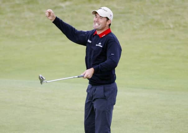 Padraig Harrington celebrates the winning putt at The Open at Carnoustie in 2007. Picture: Phil Noble/AFP/Getty Images