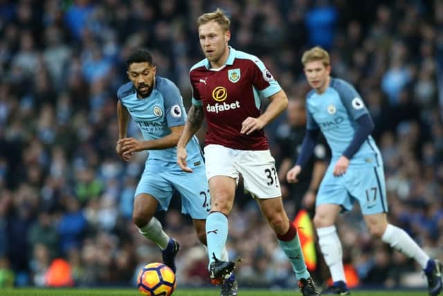 Scott Arfield in action for Burnley against Manchester City. Picture: Getty Images