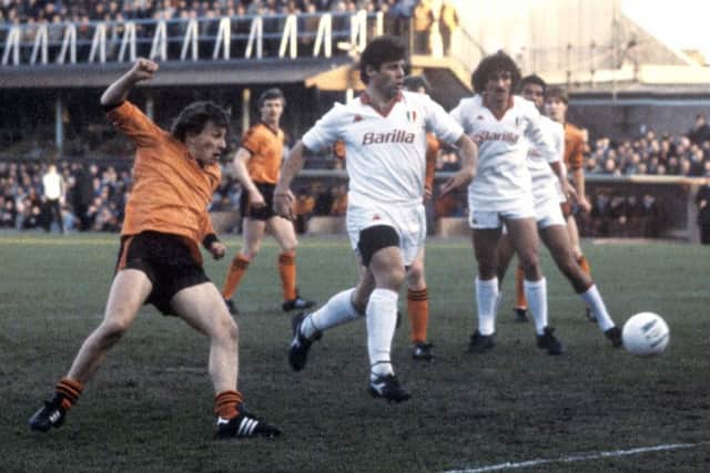 Paul Sturrock in action for Dundee United in their European Cup semi-final with Roma. Picture: SNS