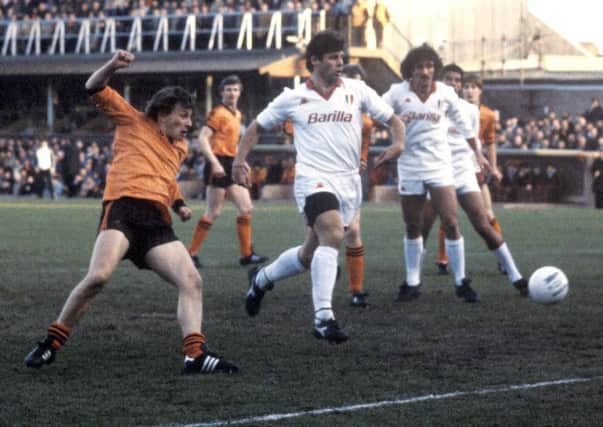 Paul Sturrock in action for Dundee United in their European Cup semi-final with Roma. Picture: SNS