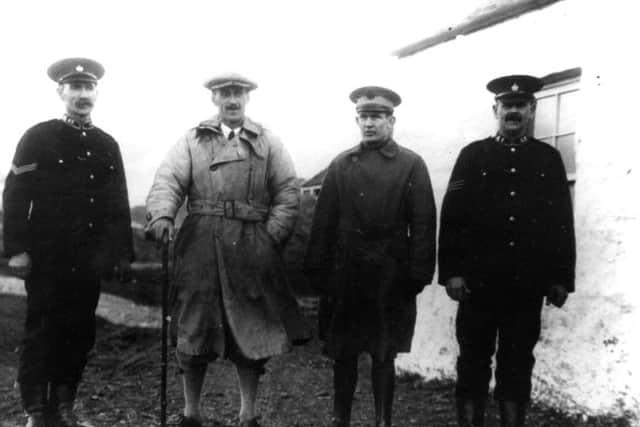 Sergeant Malcolm MacNeill, who handled the response to the tragedy, is pictured far left. PIC: Museum of Islay Life.